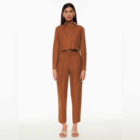 NWT * wilfred jacket + pant LINEN set * anise brown carrot little cropped - Picture 3 of 13